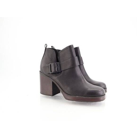 Kork Ease Korks Kari Bootie Women's 9 Black Faux Leather Block Heel Chunky Ankle - Picture 1 of 11